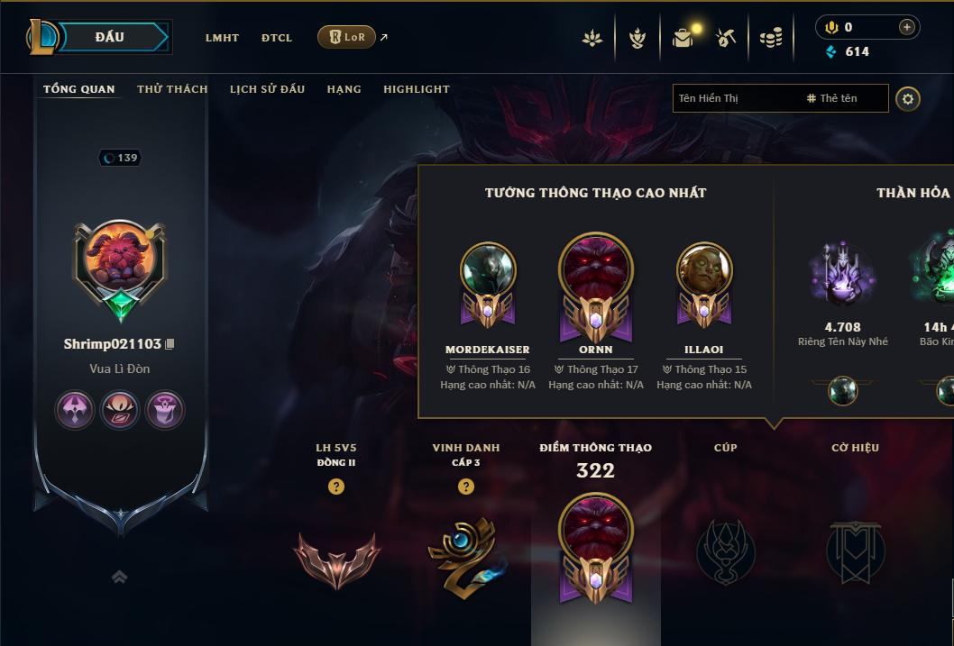 Acc Liên Minh Huyền Thoại/Đấu Trường Chân lý mã số 9188