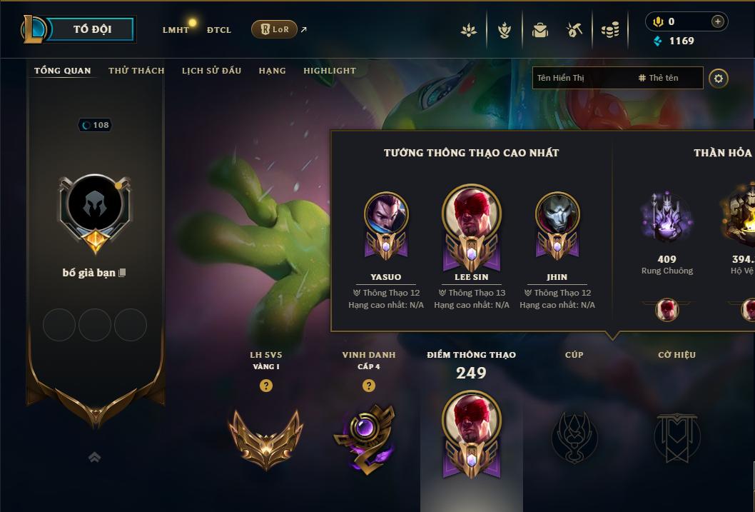 Acc Liên Minh Huyền Thoại/Đấu Trường Chân lý mã số 9189