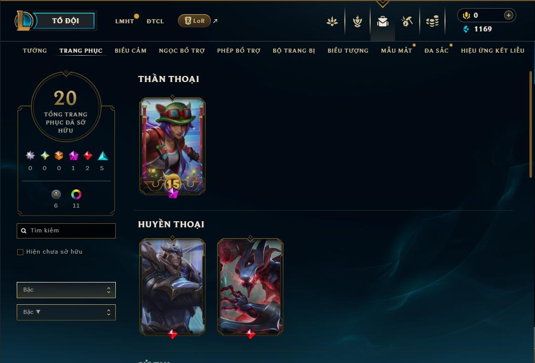 Acc Liên Minh Huyền Thoại/Đấu Trường Chân lý mã số 9189