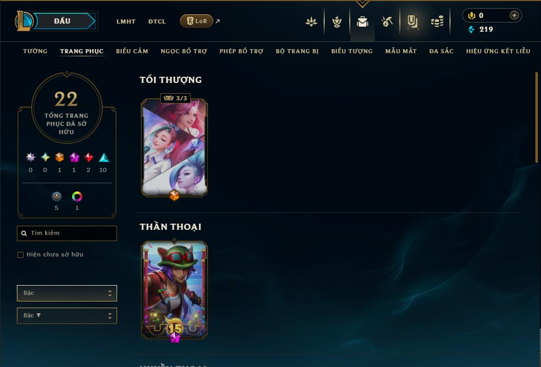 Acc Liên Minh Huyền Thoại/Đấu Trường Chân lý mã số 9191