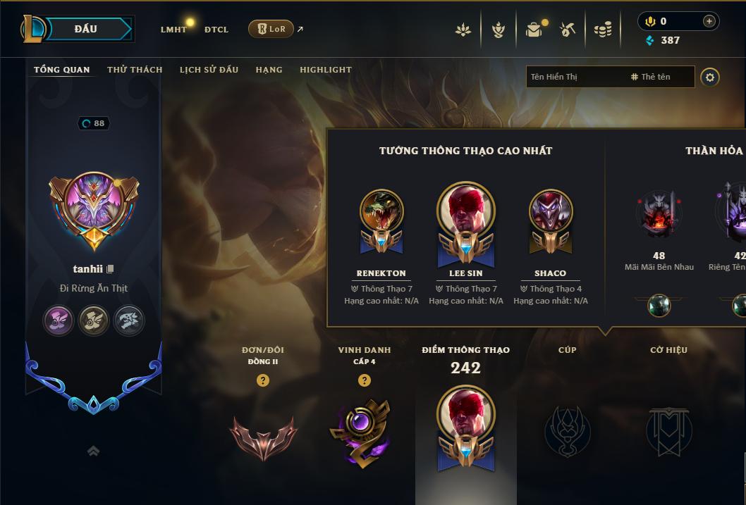 Acc Liên Minh Huyền Thoại/Đấu Trường Chân lý mã số 9195