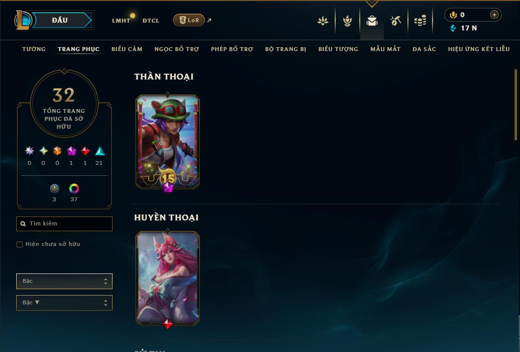 Acc Liên Minh Huyền Thoại/Đấu Trường Chân lý mã số 9197