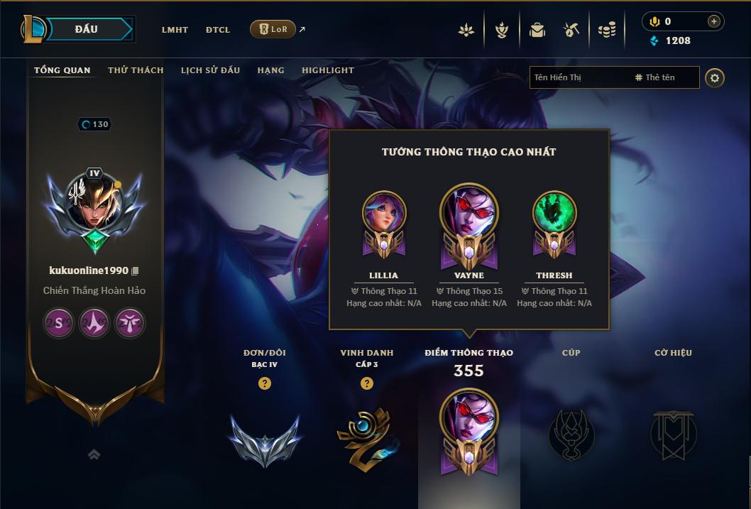 Acc Liên Minh Huyền Thoại/Đấu Trường Chân lý mã số 9198