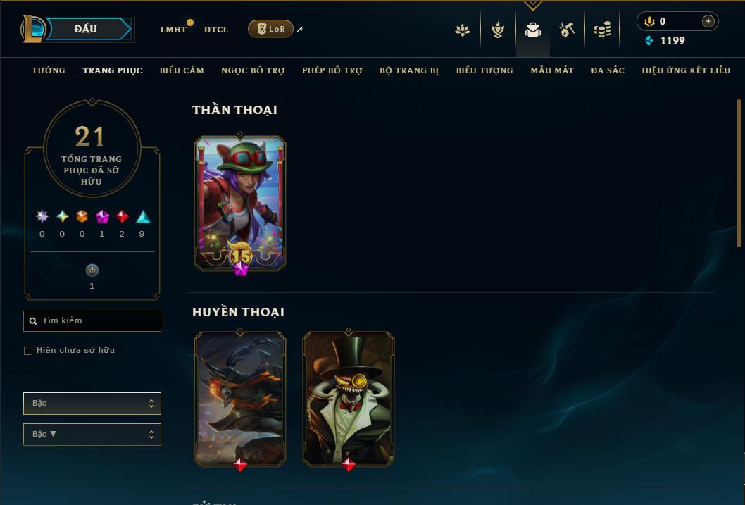 Acc Liên Minh Huyền Thoại/Đấu Trường Chân lý mã số 9201