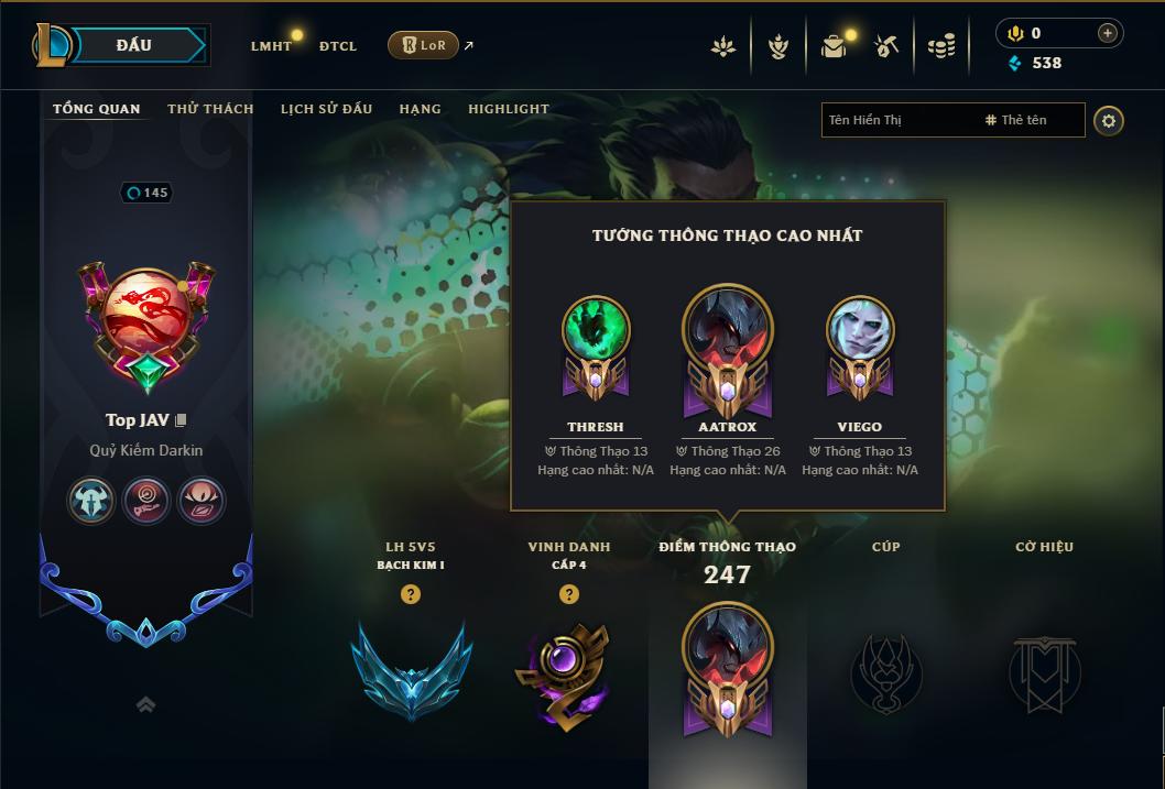 Acc Liên Minh Huyền Thoại/Đấu Trường Chân lý mã số 9202