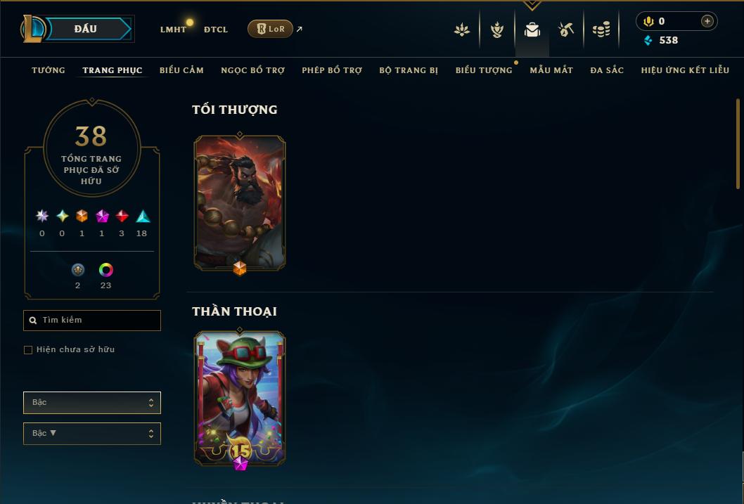 Acc Liên Minh Huyền Thoại/Đấu Trường Chân lý mã số 9202