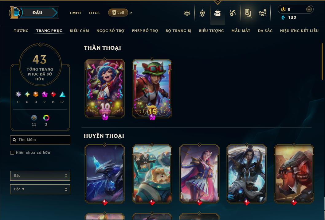 Acc Liên Minh Huyền Thoại/Đấu Trường Chân lý mã số 9203