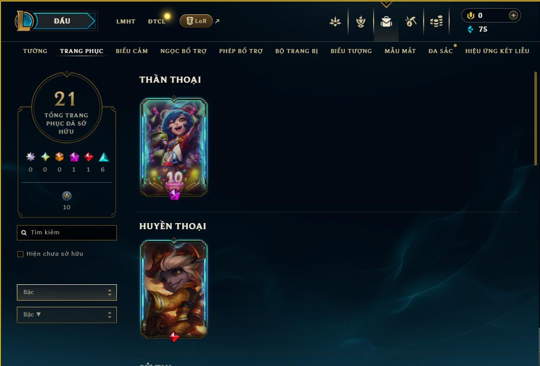 Acc Liên Minh Huyền Thoại/Đấu Trường Chân lý mã số 9221