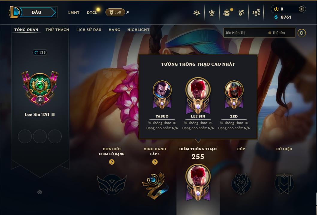 Acc Liên Minh Huyền Thoại/Đấu Trường Chân lý mã số 9230