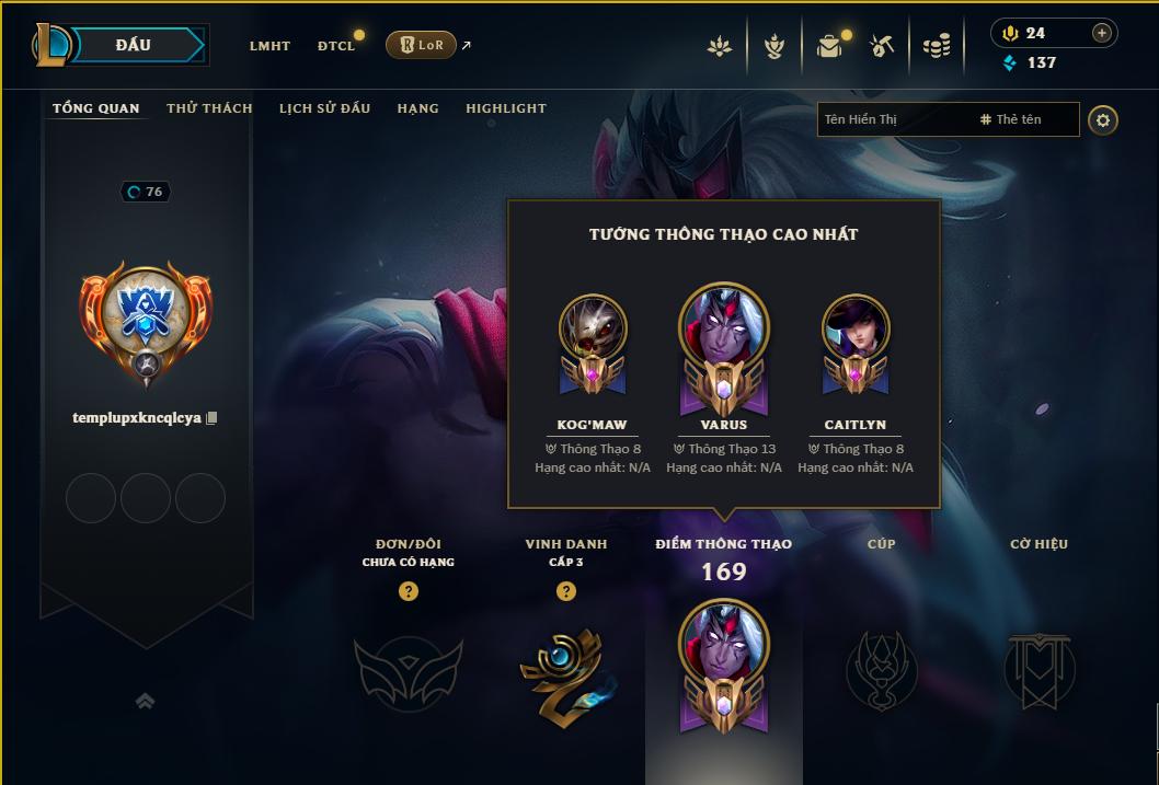 Acc Liên Minh Huyền Thoại/Đấu Trường Chân lý mã số 9232