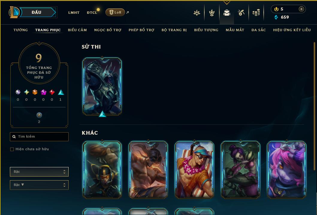 Acc Liên Minh Huyền Thoại/Đấu Trường Chân lý mã số 9245