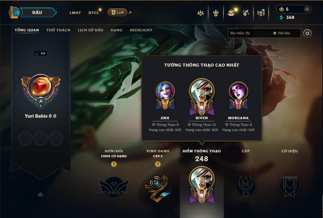 Acc Liên Minh Huyền Thoại/Đấu Trường Chân lý mã số 9248