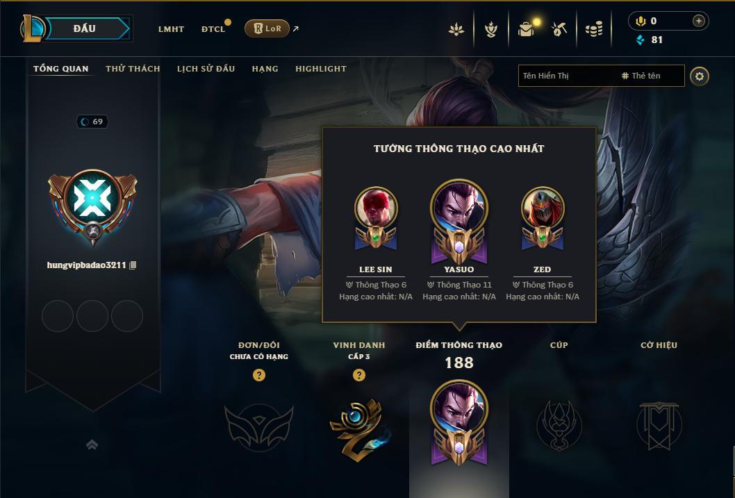 Acc Liên Minh Huyền Thoại/Đấu Trường Chân lý mã số 9249