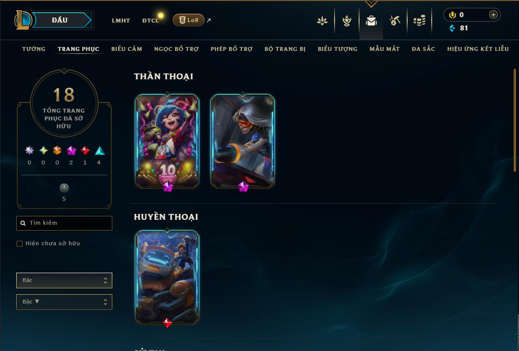 Acc Liên Minh Huyền Thoại/Đấu Trường Chân lý mã số 9249