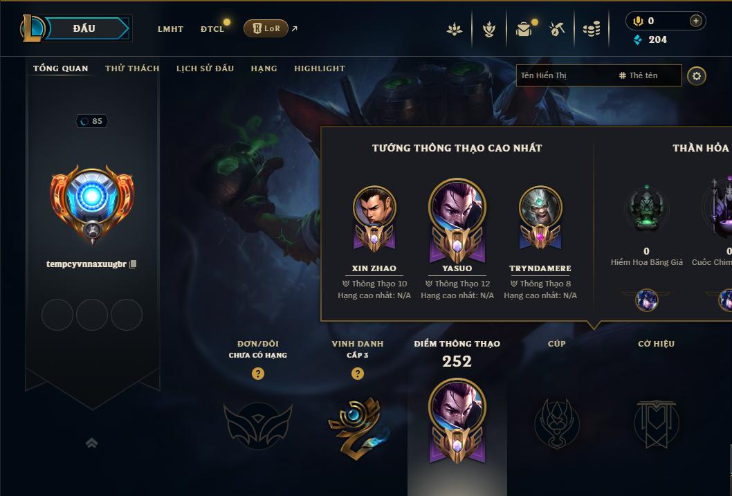 Acc Liên Minh Huyền Thoại/Đấu Trường Chân lý mã số 9257