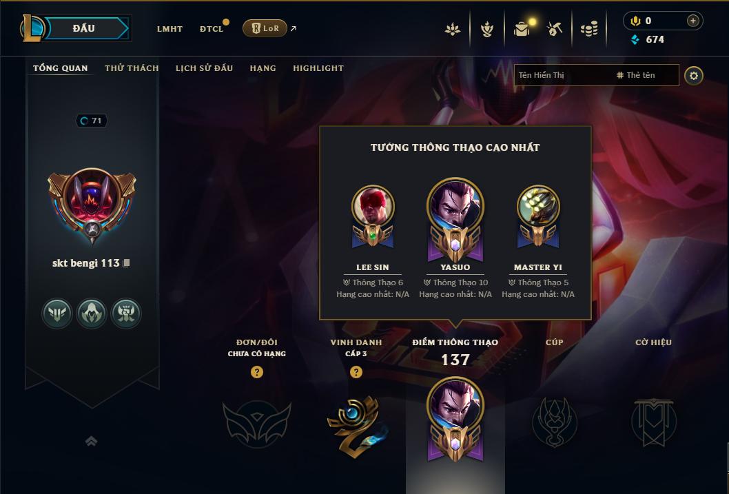 Acc Liên Minh Huyền Thoại/Đấu Trường Chân lý mã số 9261