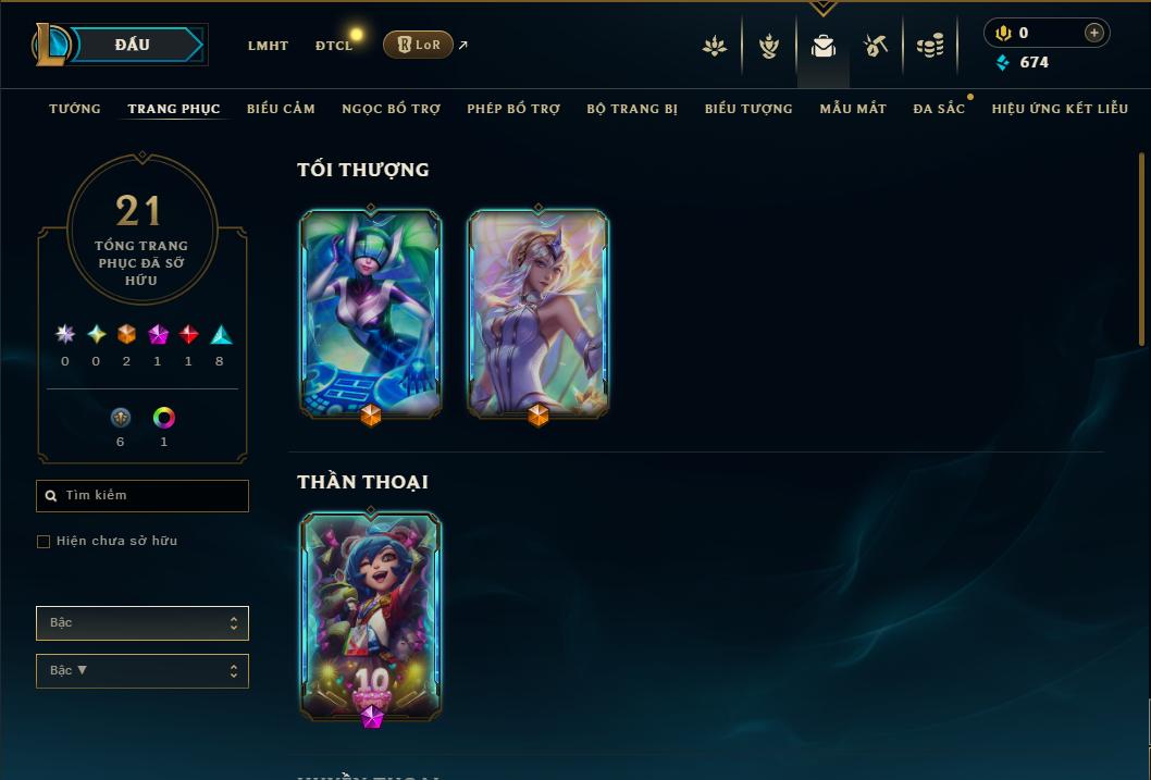 Acc Liên Minh Huyền Thoại/Đấu Trường Chân lý mã số 9261