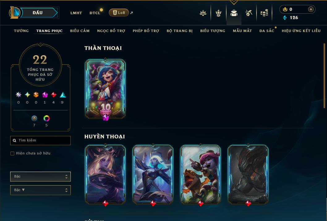 Acc Liên Minh Huyền Thoại/Đấu Trường Chân lý mã số 9262