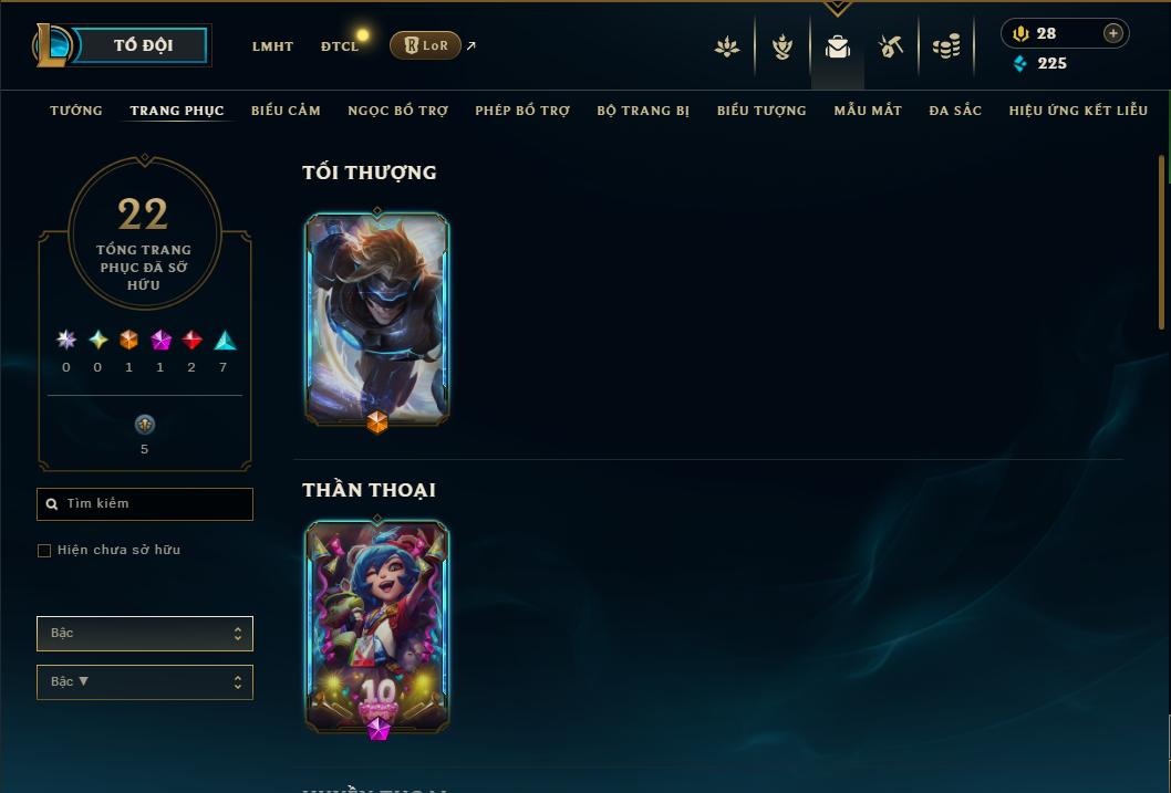 Acc Liên Minh Huyền Thoại/Đấu Trường Chân lý mã số 9263