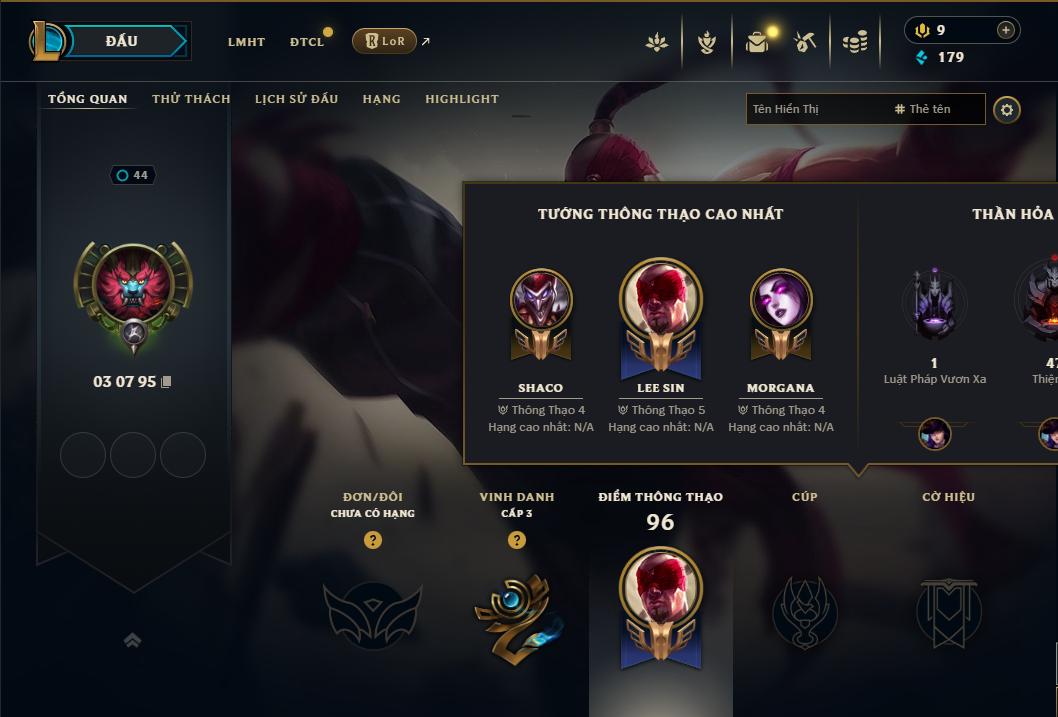 Acc Liên Minh Huyền Thoại/Đấu Trường Chân lý mã số 9264