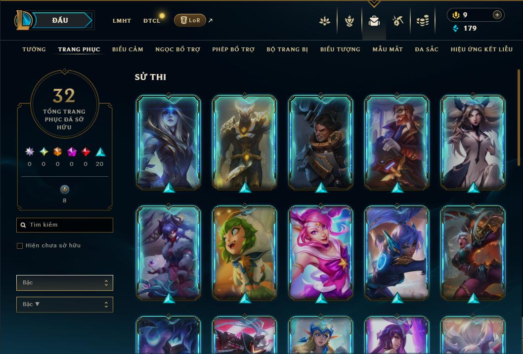 Acc Liên Minh Huyền Thoại/Đấu Trường Chân lý mã số 9264