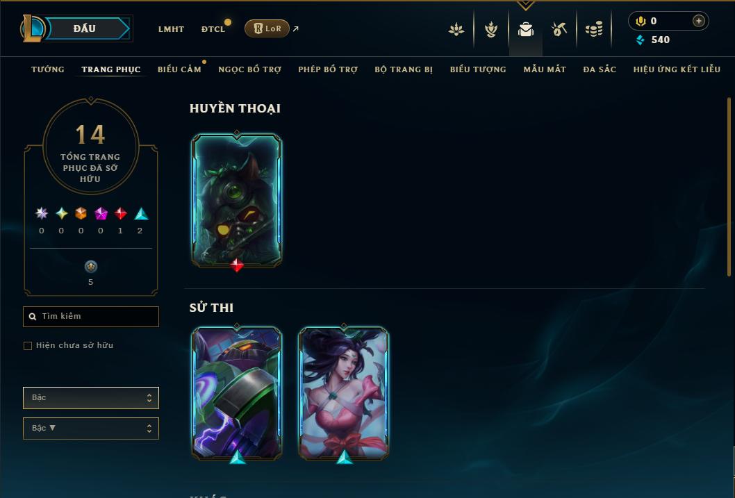 Acc Liên Minh Huyền Thoại/Đấu Trường Chân lý mã số 9270