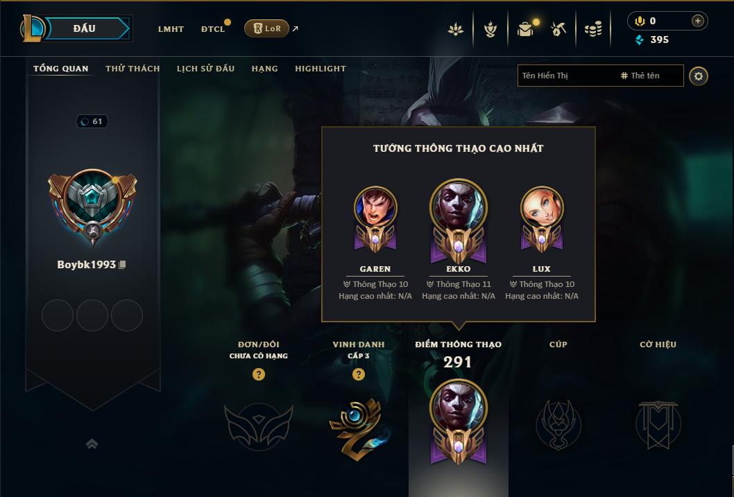 Acc Liên Minh Huyền Thoại/Đấu Trường Chân lý mã số 9275