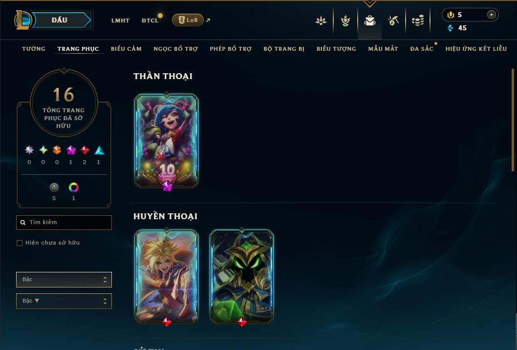 Acc Liên Minh Huyền Thoại/Đấu Trường Chân lý mã số 9279