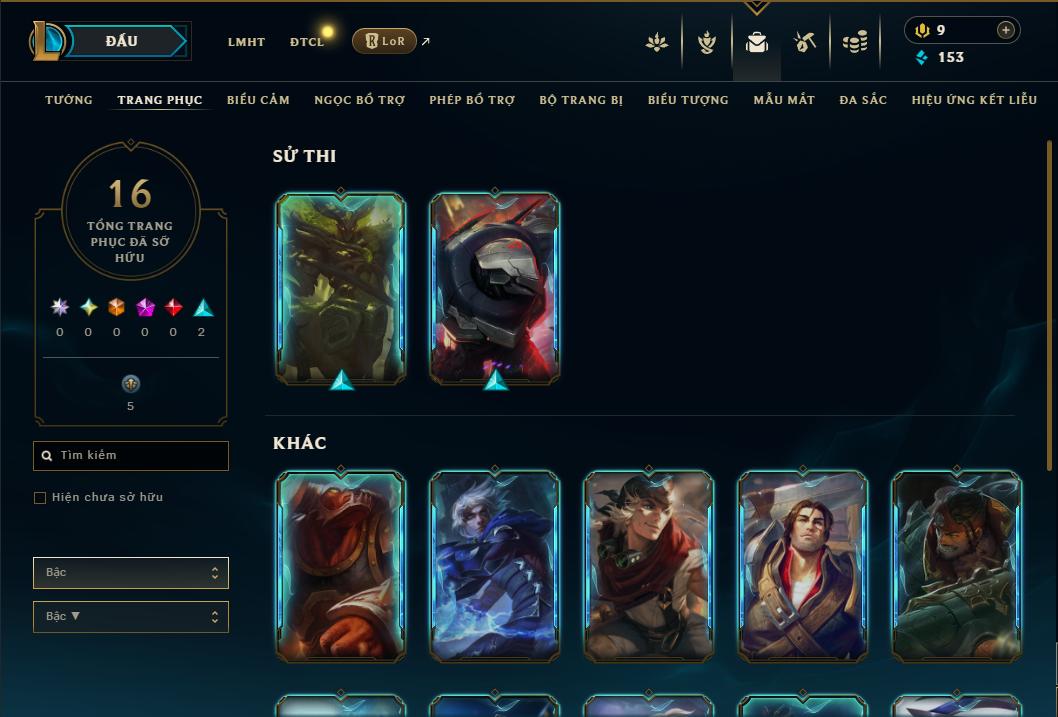 Acc Liên Minh Huyền Thoại/Đấu Trường Chân lý mã số 9280