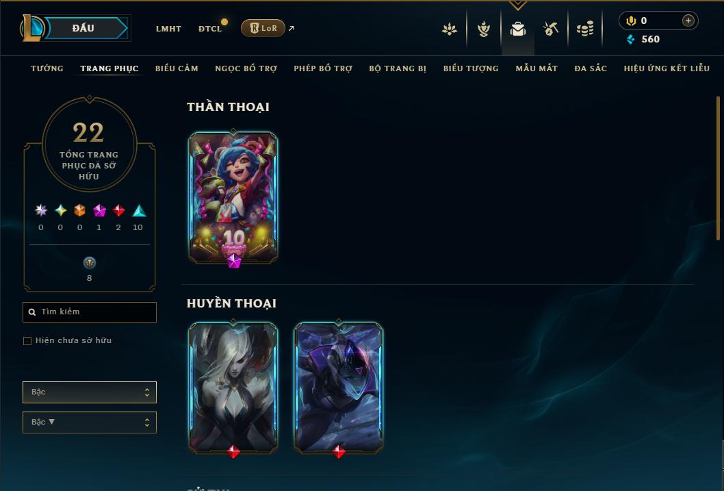 Acc Liên Minh Huyền Thoại/Đấu Trường Chân lý mã số 9286