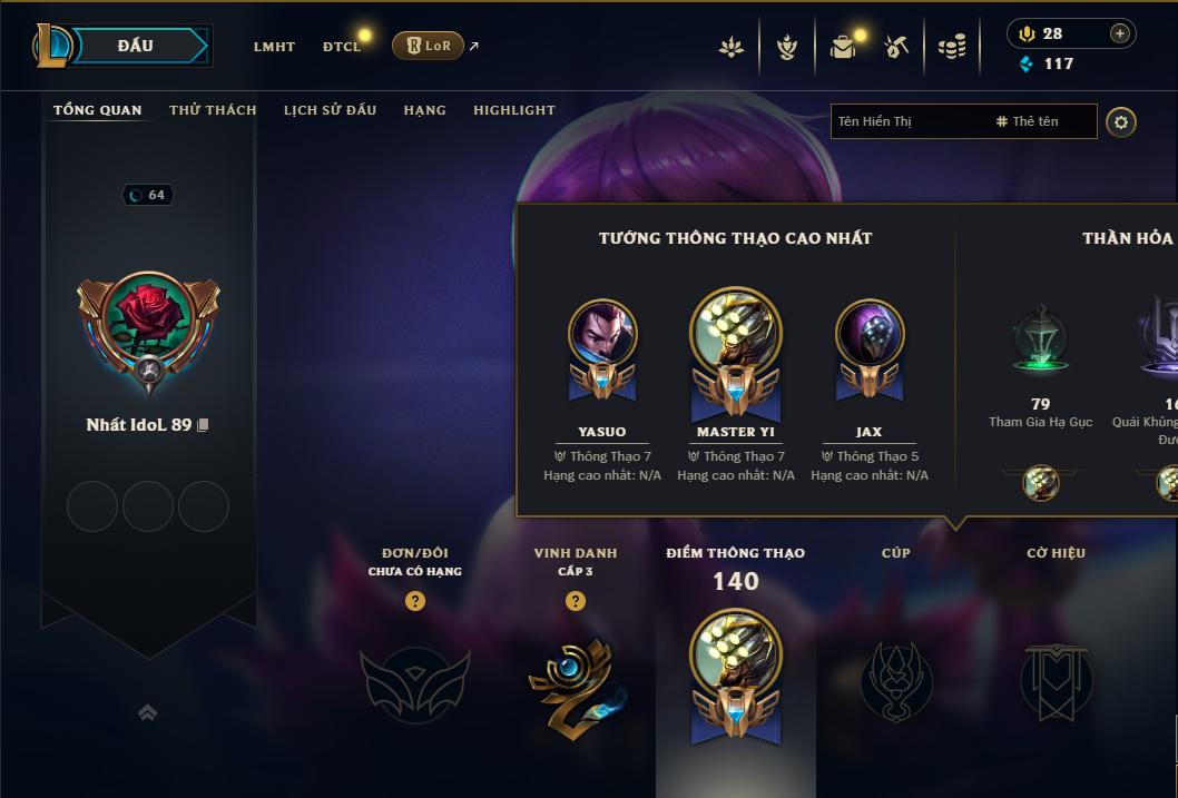 Acc Liên Minh Huyền Thoại/Đấu Trường Chân lý mã số 9288