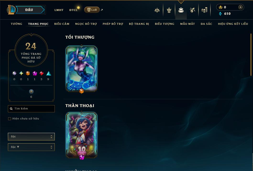 Acc Liên Minh Huyền Thoại/Đấu Trường Chân lý mã số 9289