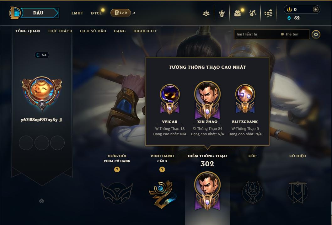 Acc Liên Minh Huyền Thoại/Đấu Trường Chân lý mã số 9294