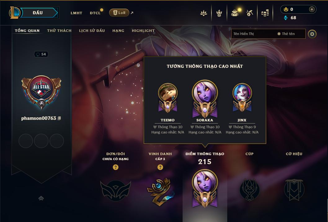 Acc Liên Minh Huyền Thoại/Đấu Trường Chân lý mã số 9297