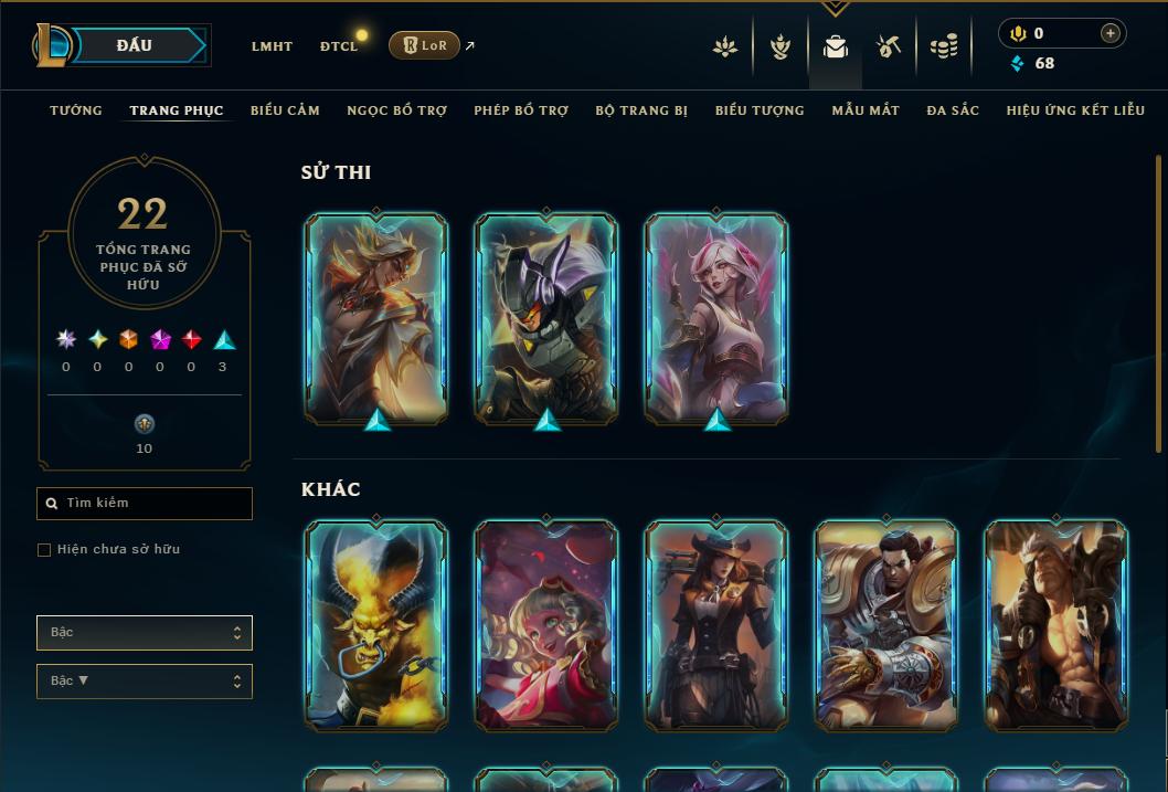 Acc Liên Minh Huyền Thoại/Đấu Trường Chân lý mã số 9297