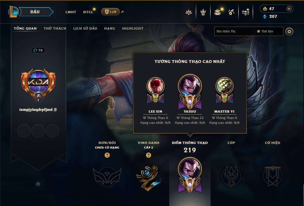 Acc Liên Minh Huyền Thoại/Đấu Trường Chân lý mã số 9302