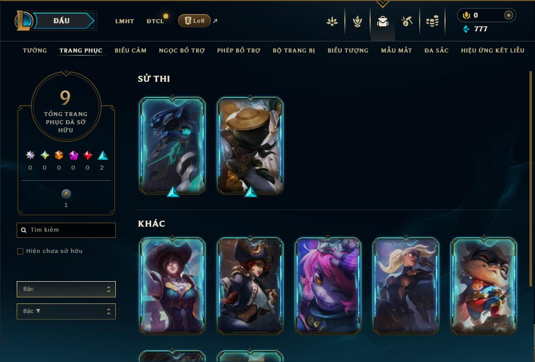 Acc Liên Minh Huyền Thoại/Đấu Trường Chân lý mã số 9309