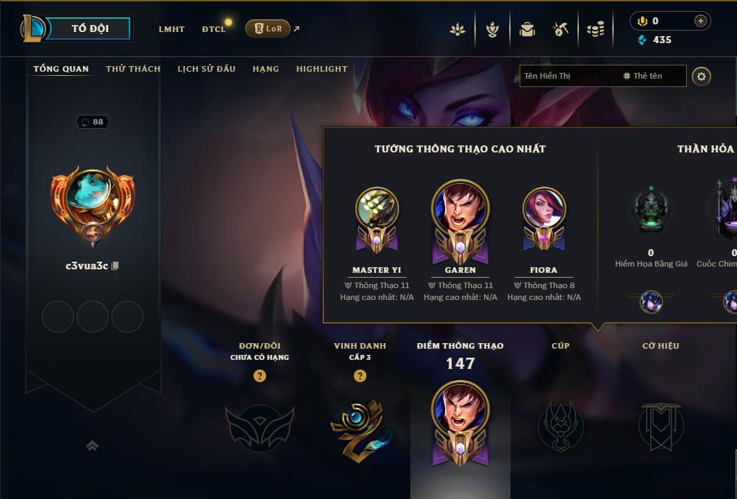 Acc Liên Minh Huyền Thoại/Đấu Trường Chân lý mã số 9316