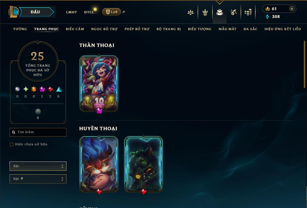 Acc Liên Minh Huyền Thoại/Đấu Trường Chân lý mã số 9319