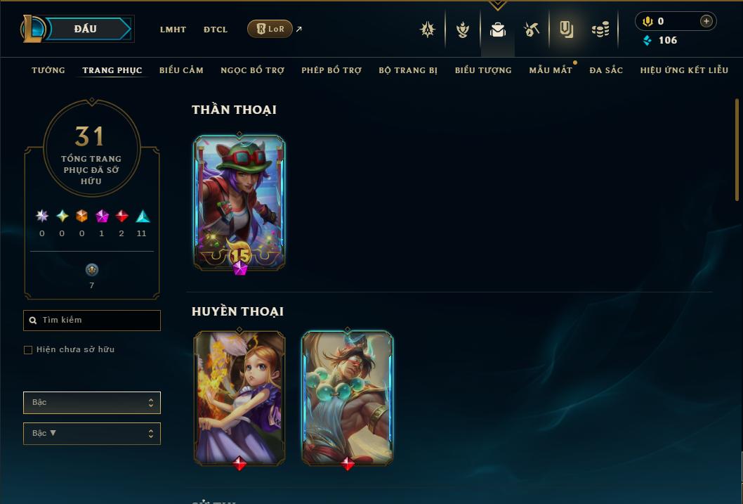 Acc Liên Minh Huyền Thoại/Đấu Trường Chân lý mã số 9345