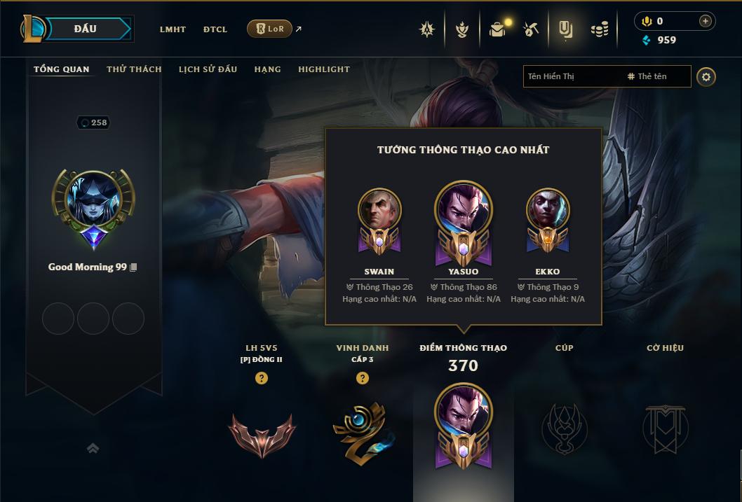 Acc Liên Minh Huyền Thoại/Đấu Trường Chân lý mã số 9347