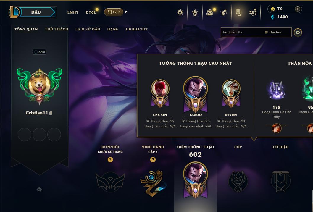 Acc Liên Minh Huyền Thoại/Đấu Trường Chân lý mã số 9348