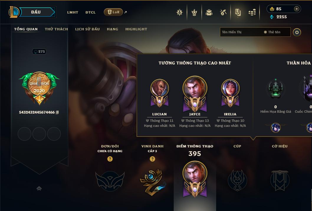 Acc Liên Minh Huyền Thoại/Đấu Trường Chân lý mã số 9350