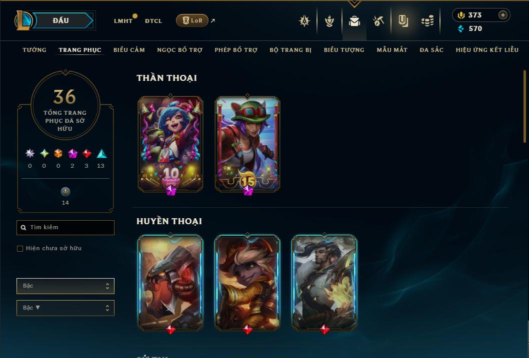 Acc Liên Minh Huyền Thoại/Đấu Trường Chân lý mã số 9351