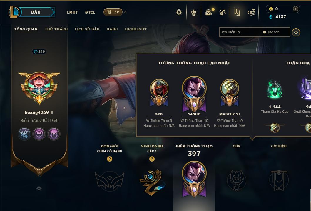 Acc Liên Minh Huyền Thoại/Đấu Trường Chân lý mã số 9352