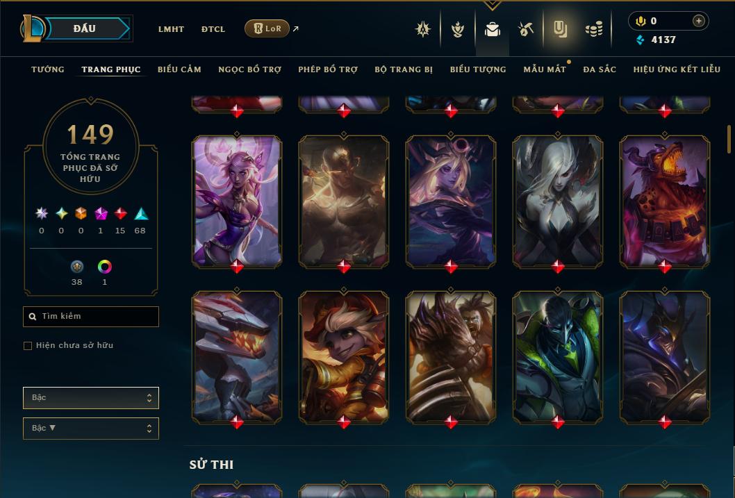 Acc Liên Minh Huyền Thoại/Đấu Trường Chân lý mã số 9352