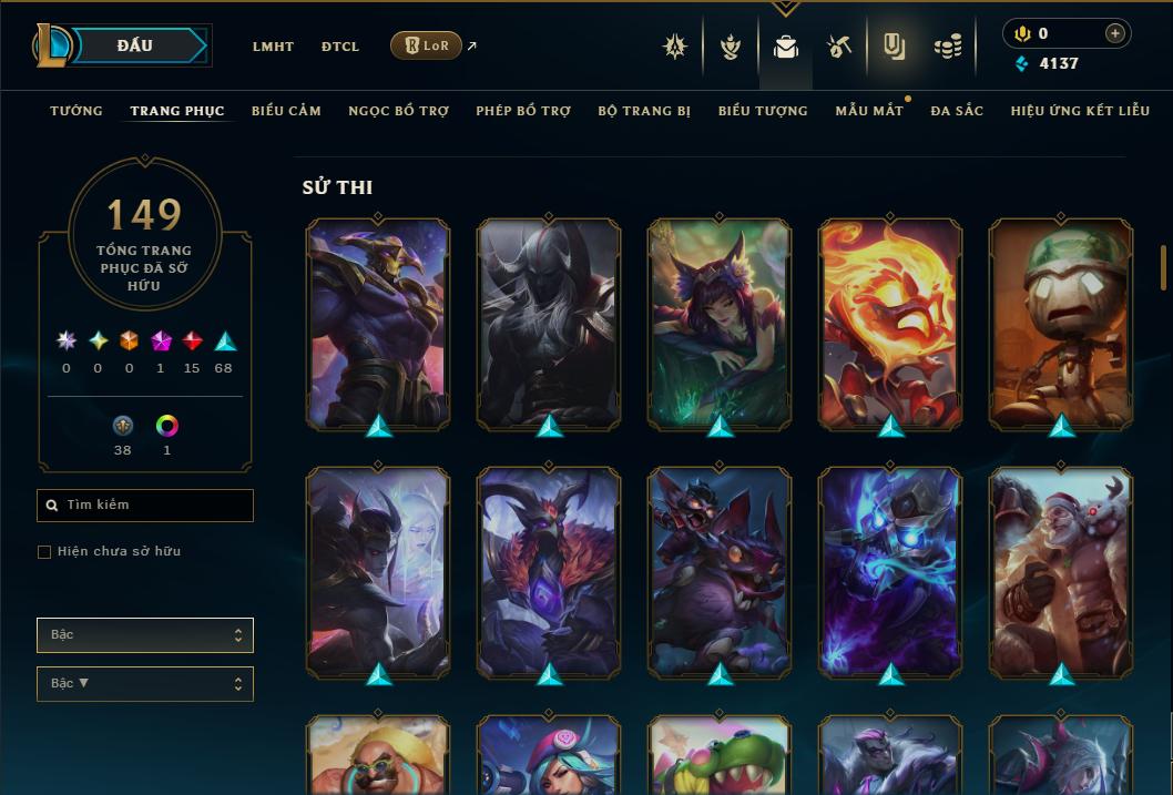 Acc Liên Minh Huyền Thoại/Đấu Trường Chân lý mã số 9352