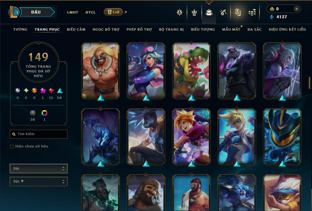 Acc Liên Minh Huyền Thoại/Đấu Trường Chân lý mã số 9352