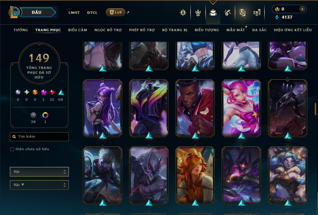 Acc Liên Minh Huyền Thoại/Đấu Trường Chân lý mã số 9352