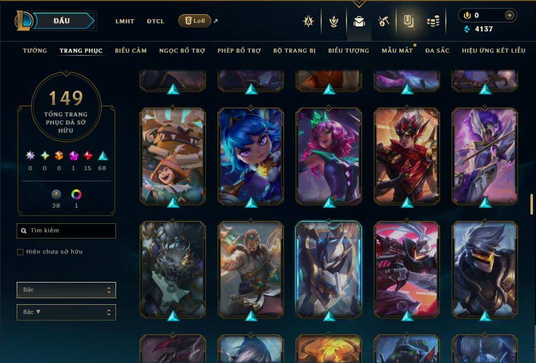 Acc Liên Minh Huyền Thoại/Đấu Trường Chân lý mã số 9352